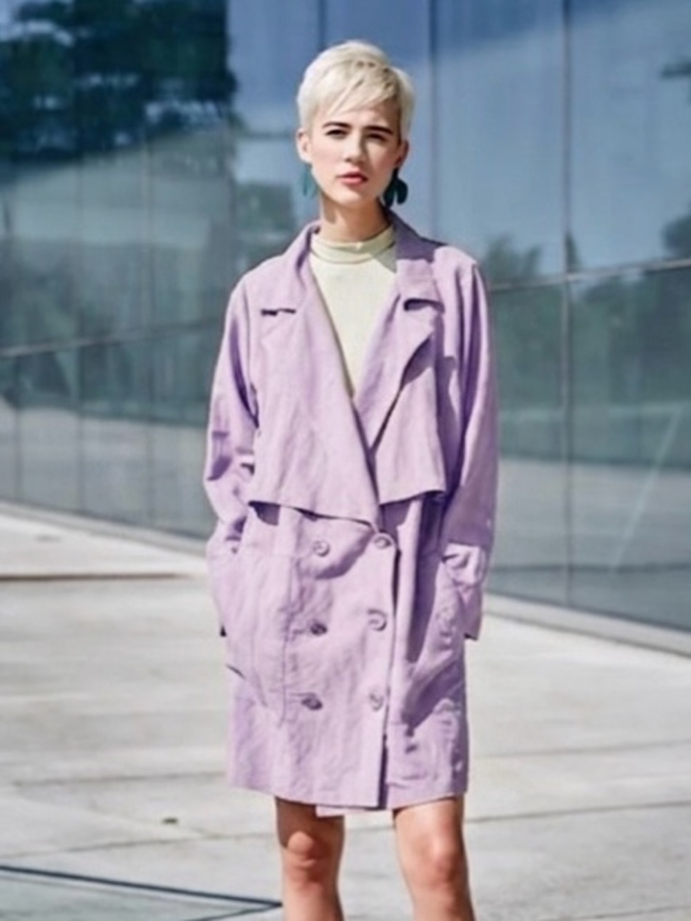 Melow Sz S Isaac Lilac Relaxed Double Breasted Blazer Jacket